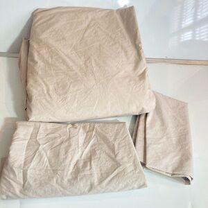 BROOKLINEN Percale Cotton King Duvet Set BEDDING  Pebble Tan Beige NEW 3 Piece